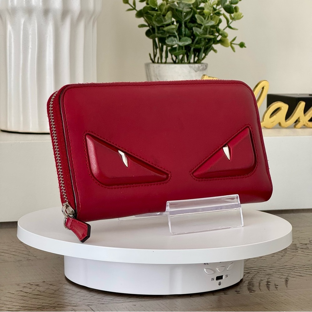 Fendi Monster Eyes Zip Around Wallet - Red - Picture 4 of 17